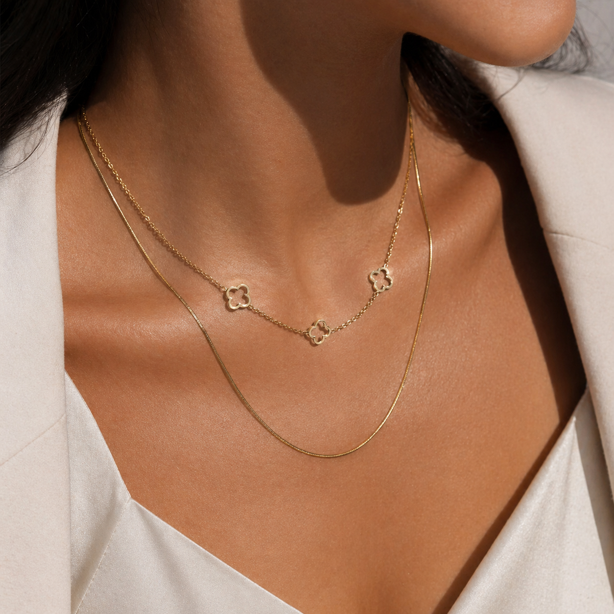 Layered Lucky Clover Necklace