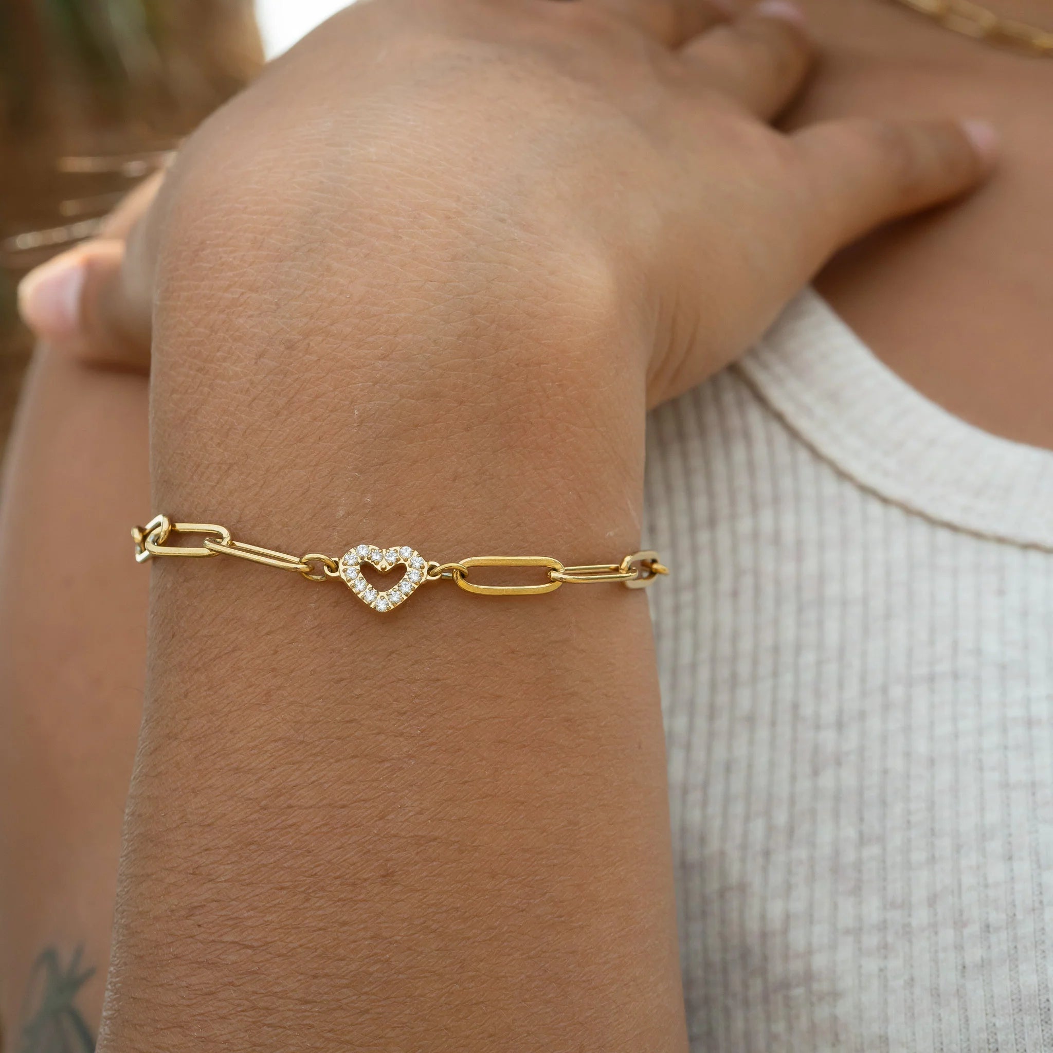 Dainty Heart Link Bracelet