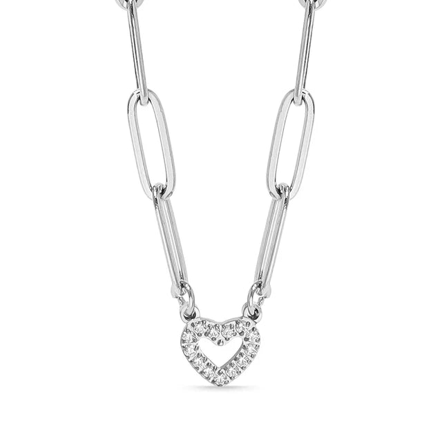 Dinty Heart Link Necklace