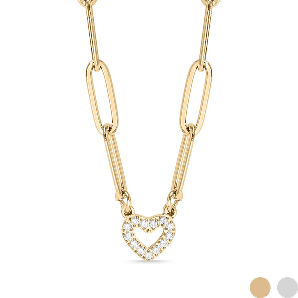 Dinty Heart Link Necklace