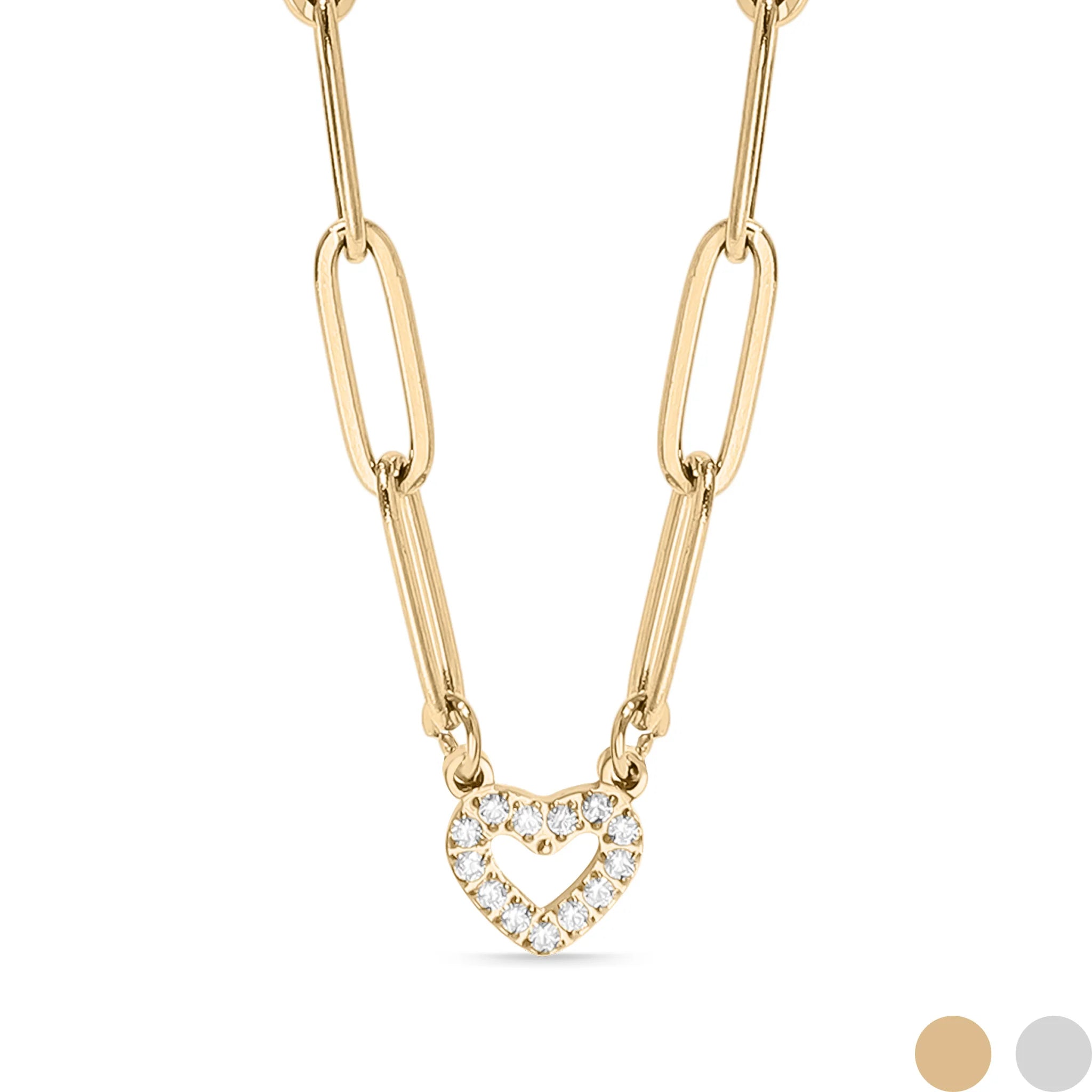 Dinty Heart Link Necklace