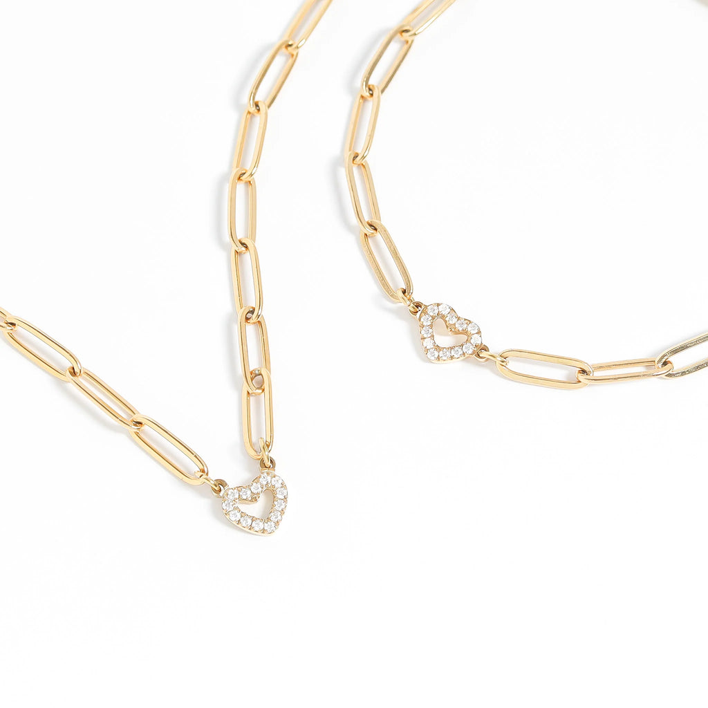 Dinty Heart Link Necklace