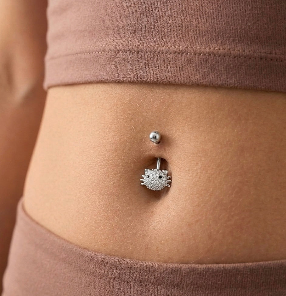Crystal Cat Belly Ring