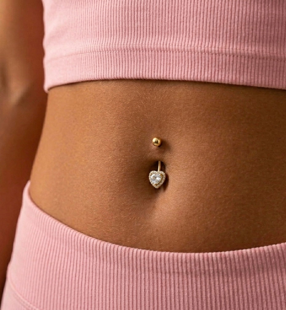 Crystal Heart Belly Ring