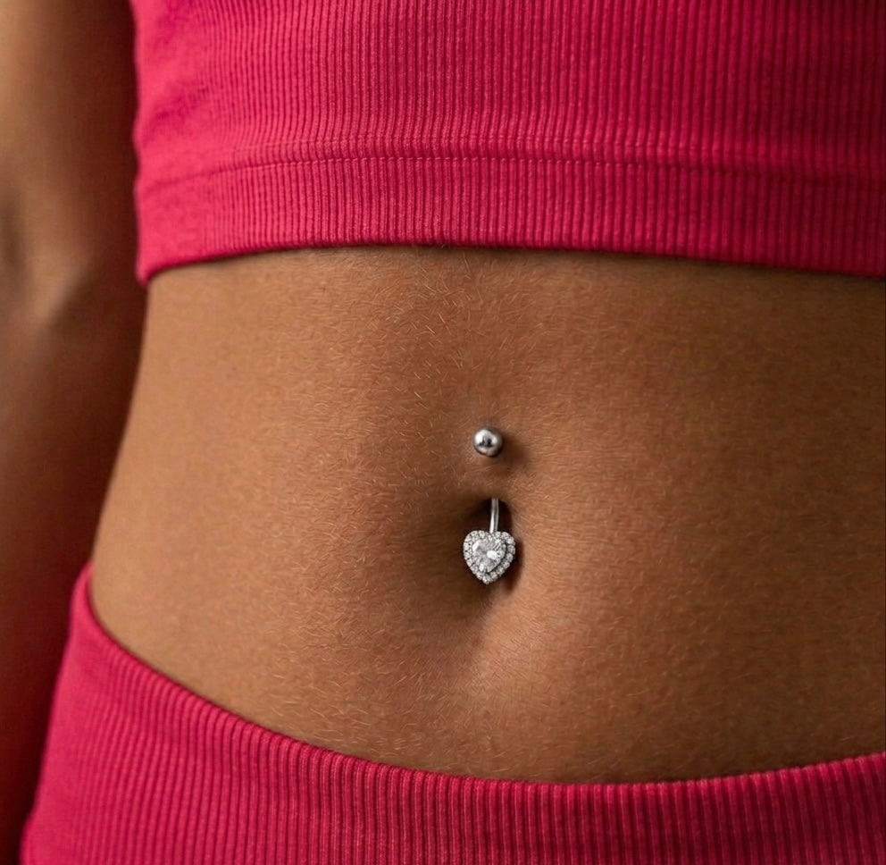 Crystal Heart Belly Ring
