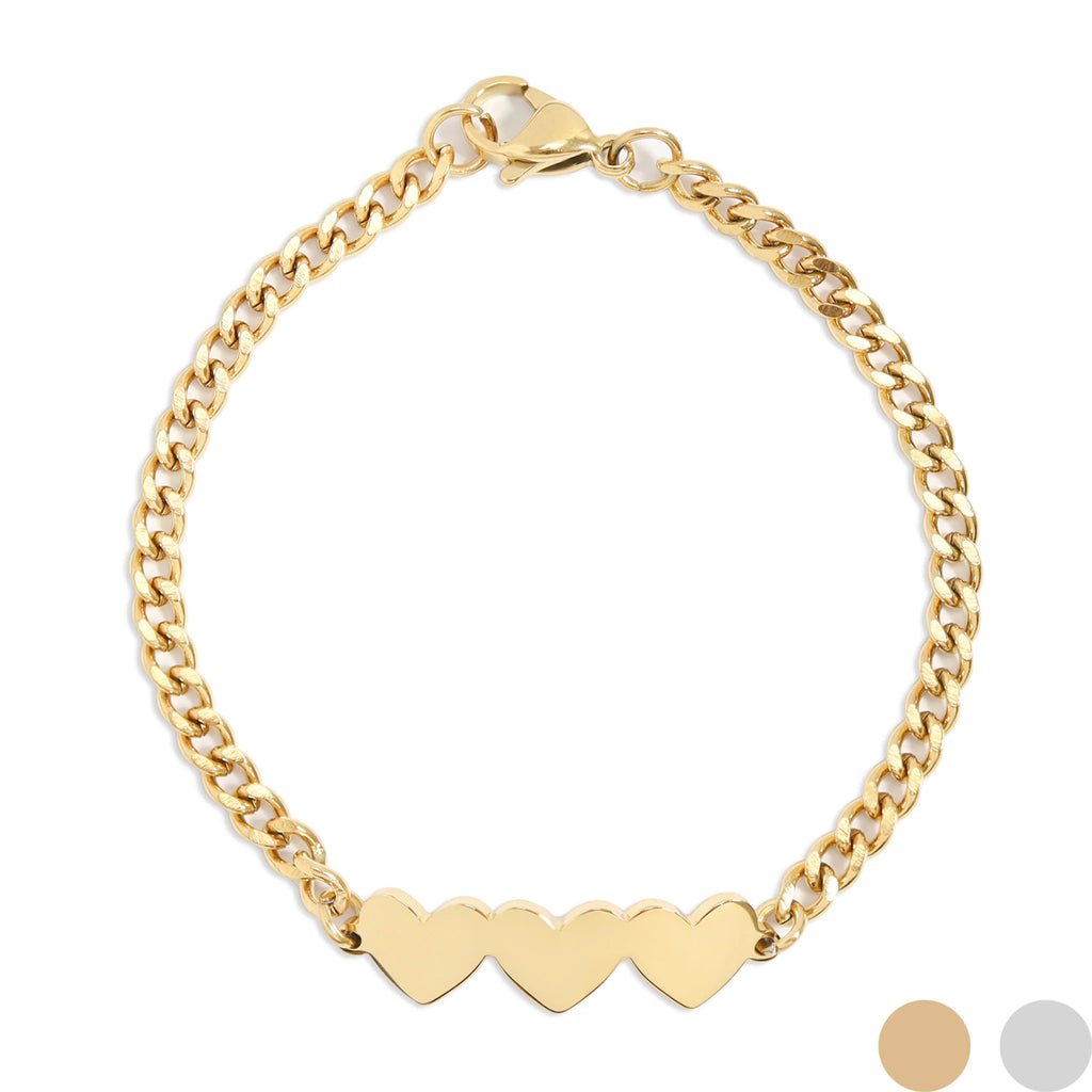 Trio Heart Link Bracelet