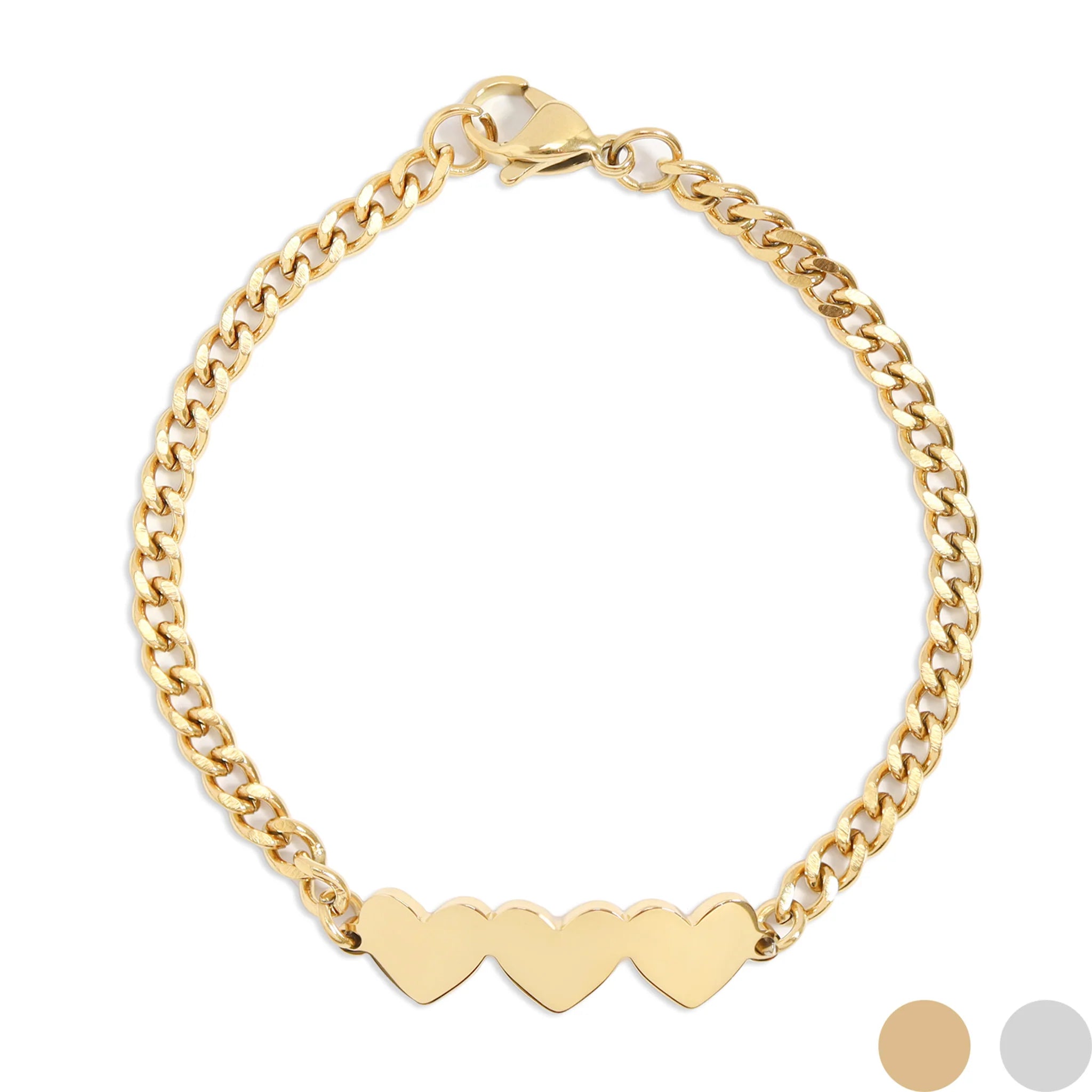 Trio Heart Link Bracelet