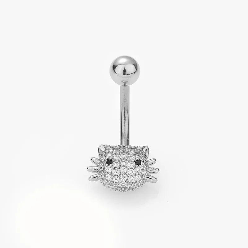 Crystal Cat Belly Ring