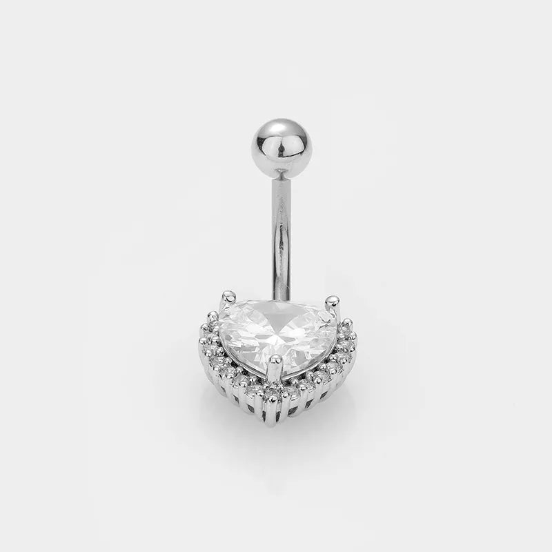 Crystal Heart Belly Ring