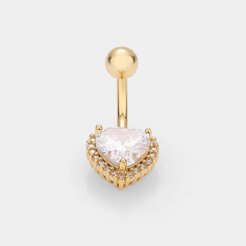 Crystal Heart Belly Ring